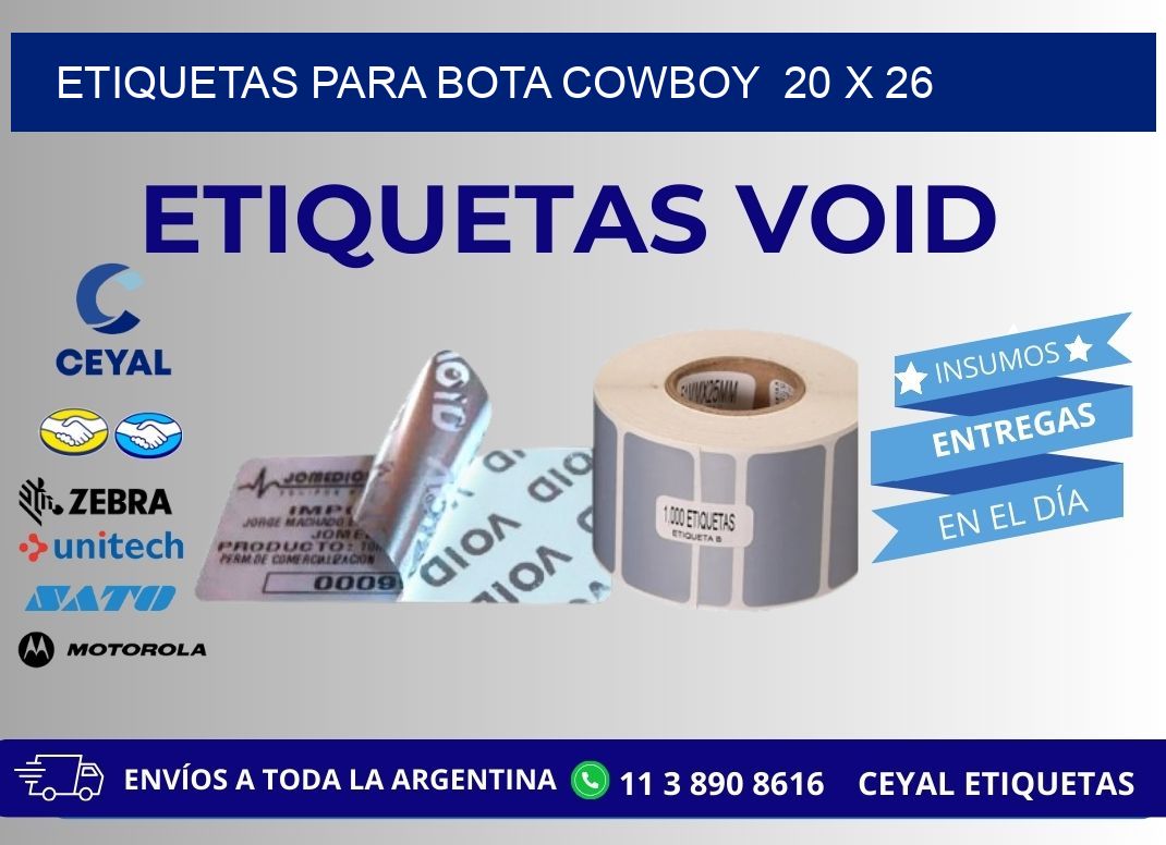 ETIQUETAS PARA BOTA COWBOY  20 x 26