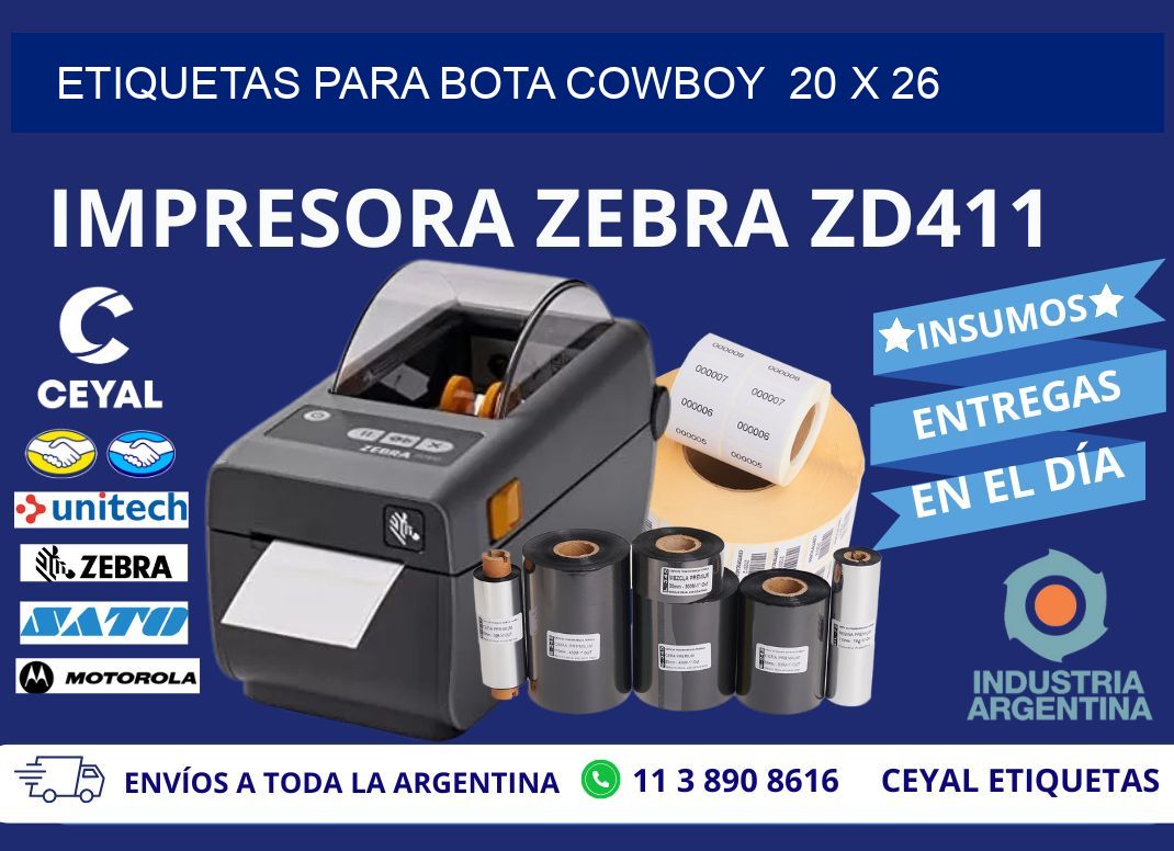 ETIQUETAS PARA BOTA COWBOY  20 x 26