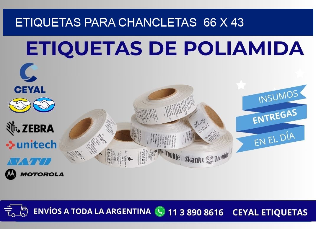 ETIQUETAS PARA CHANCLETAS  66 x 43