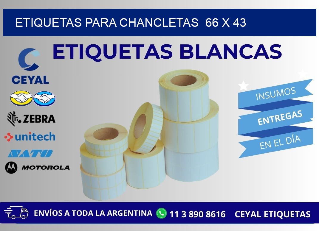 ETIQUETAS PARA CHANCLETAS  66 x 43