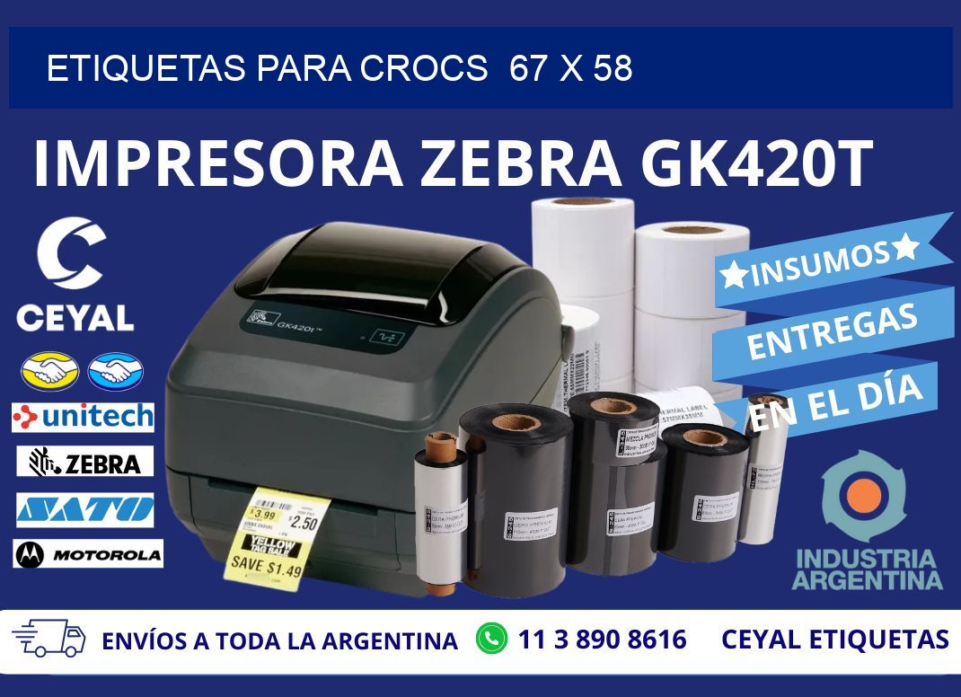 ETIQUETAS PARA CROCS  67 x 58