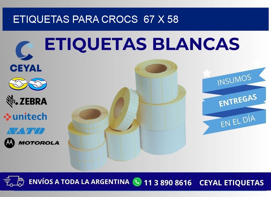 ETIQUETAS PARA CROCS  67 x 58