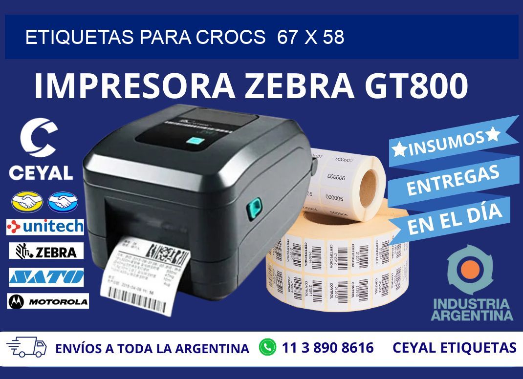 ETIQUETAS PARA CROCS  67 x 58