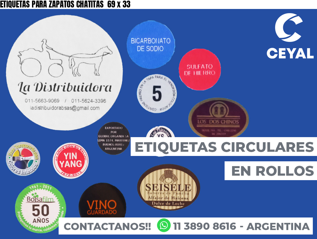 ETIQUETAS PARA ZAPATOS CHATITAS 69 x 33