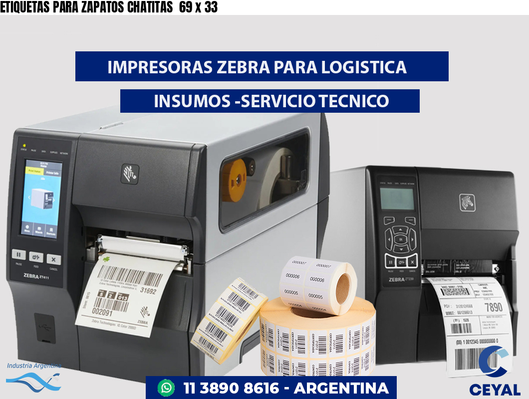 ETIQUETAS PARA ZAPATOS CHATITAS  69 x 33