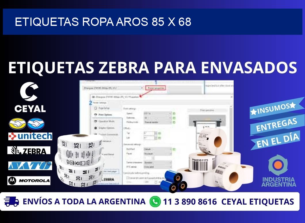 ETIQUETAS ROPA AROS 85 x 68