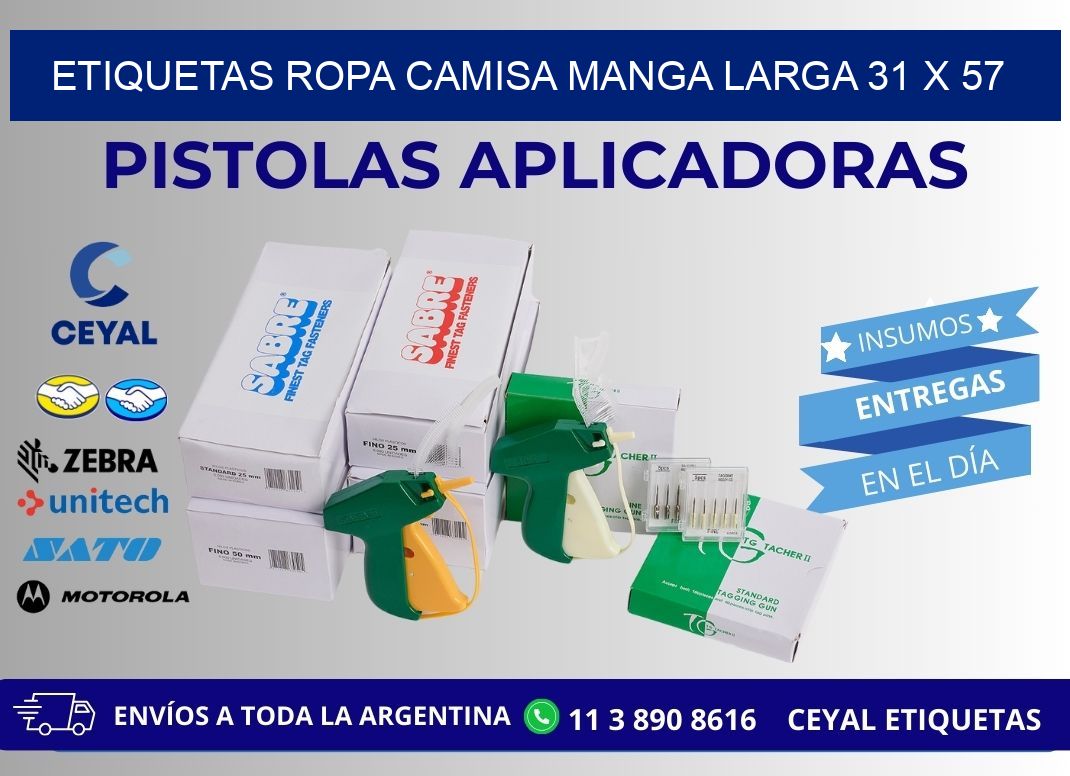 ETIQUETAS ROPA CAMISA MANGA LARGA 31 x 57
