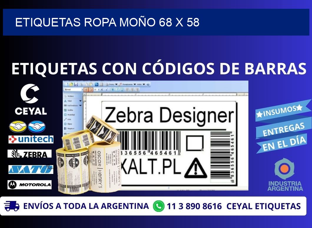 ETIQUETAS ROPA MOÑO 68 x 58