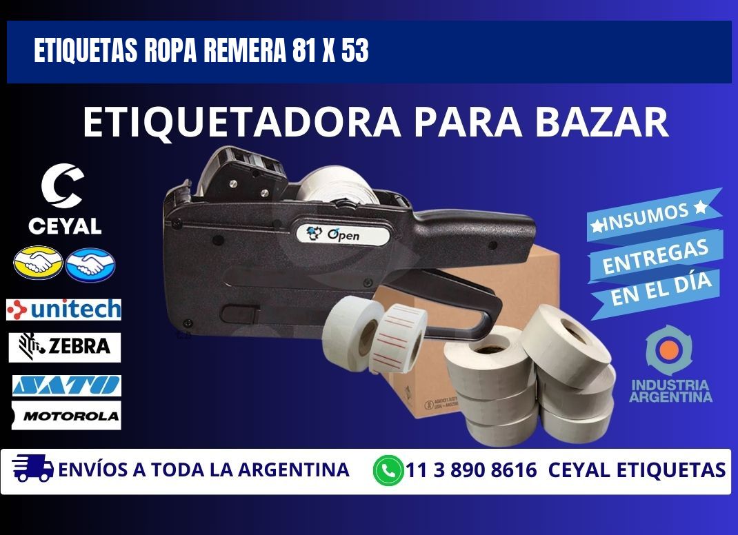 ETIQUETAS ROPA REMERA 81 x 53