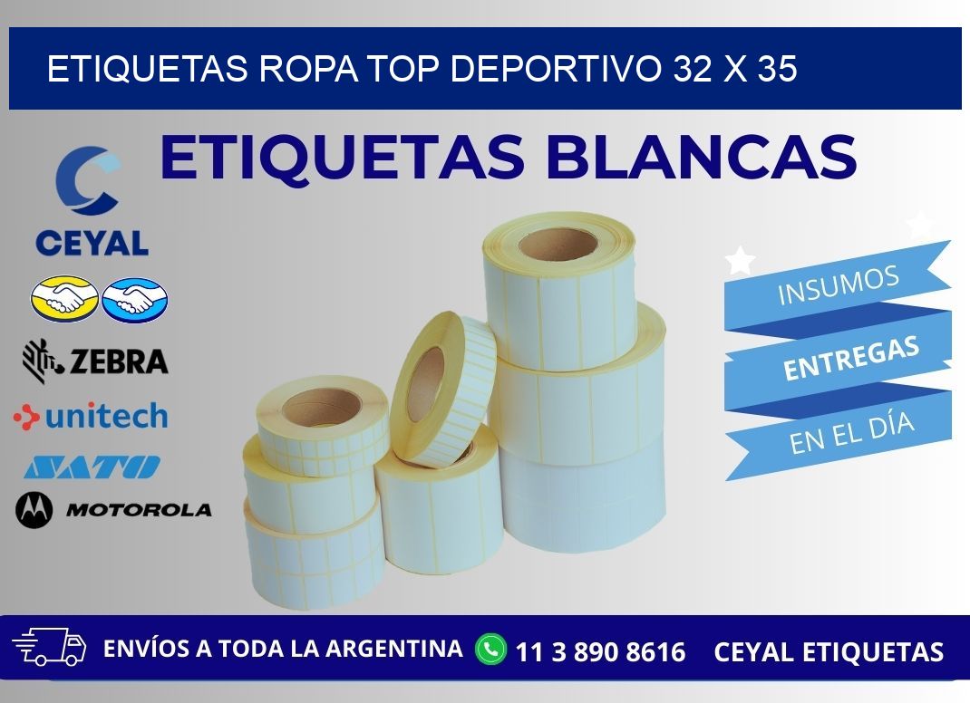 ETIQUETAS ROPA TOP DEPORTIVO 32 x 35