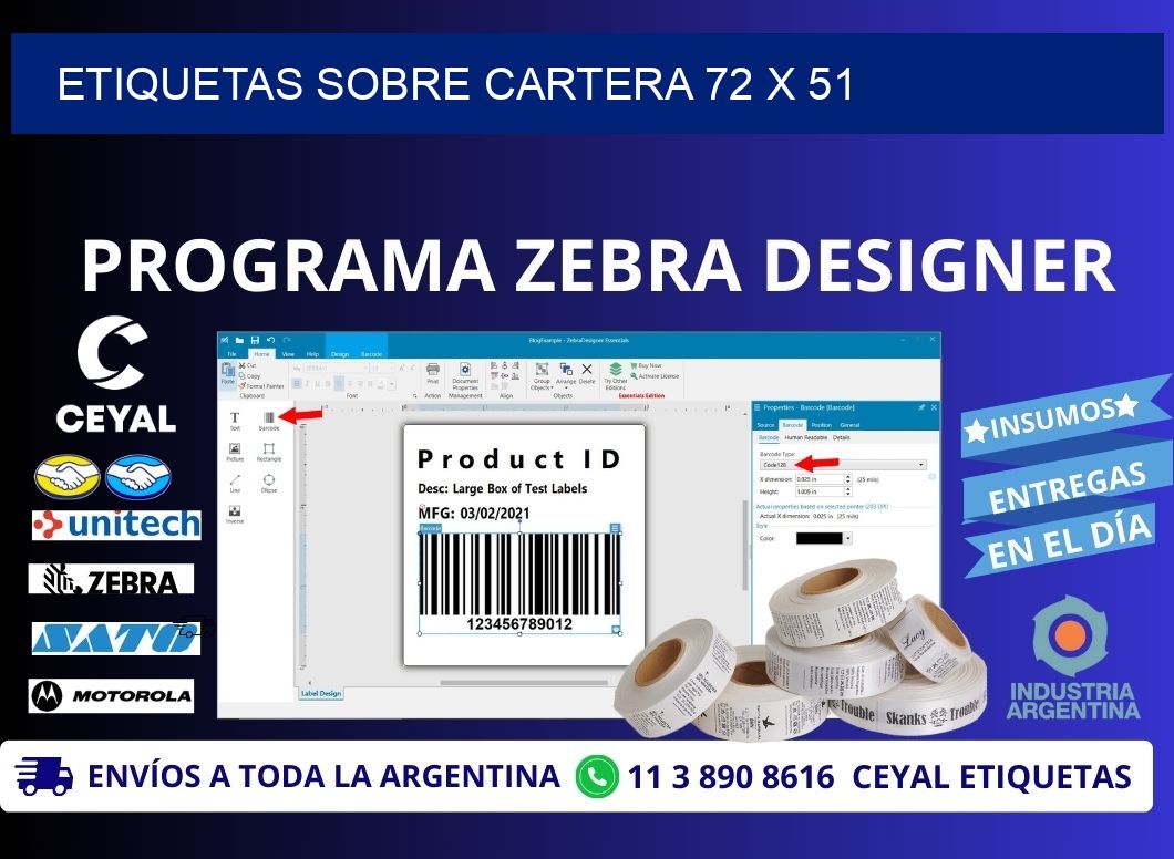 ETIQUETAS SOBRE CARTERA 72 x 51
