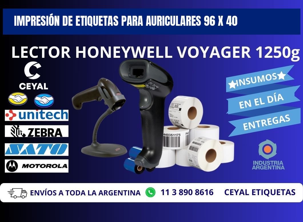 IMPRESIÓN DE ETIQUETAS PARA AURICULARES 96 x 40