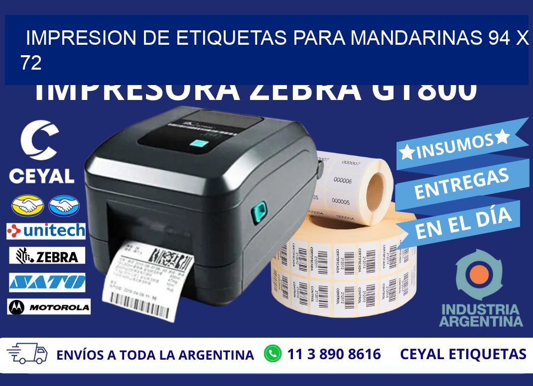 IMPRESION DE ETIQUETAS PARA MANDARINAS 94 x 72