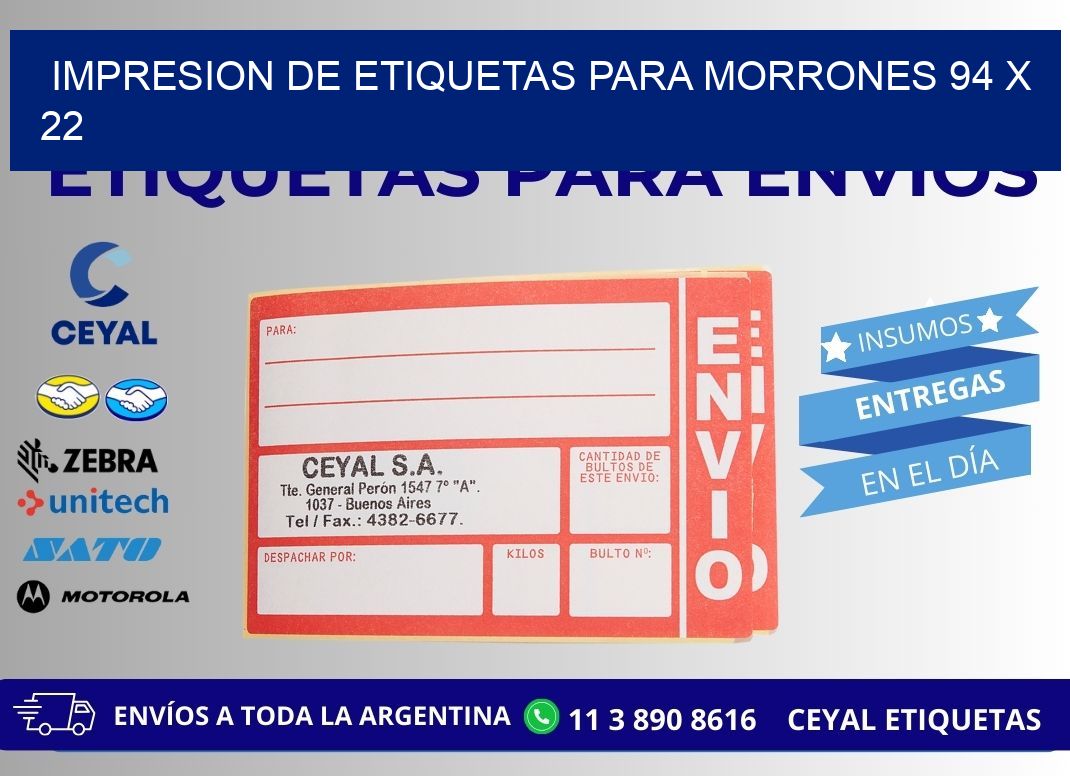 IMPRESION DE ETIQUETAS PARA MORRONES 94 x 22