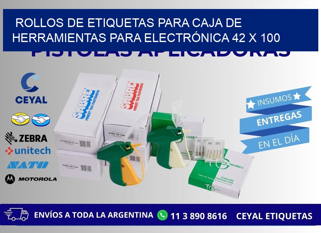 ROLLOS DE ETIQUETAS PARA CAJA DE HERRAMIENTAS PARA ELECTRÓNICA 42 x 100