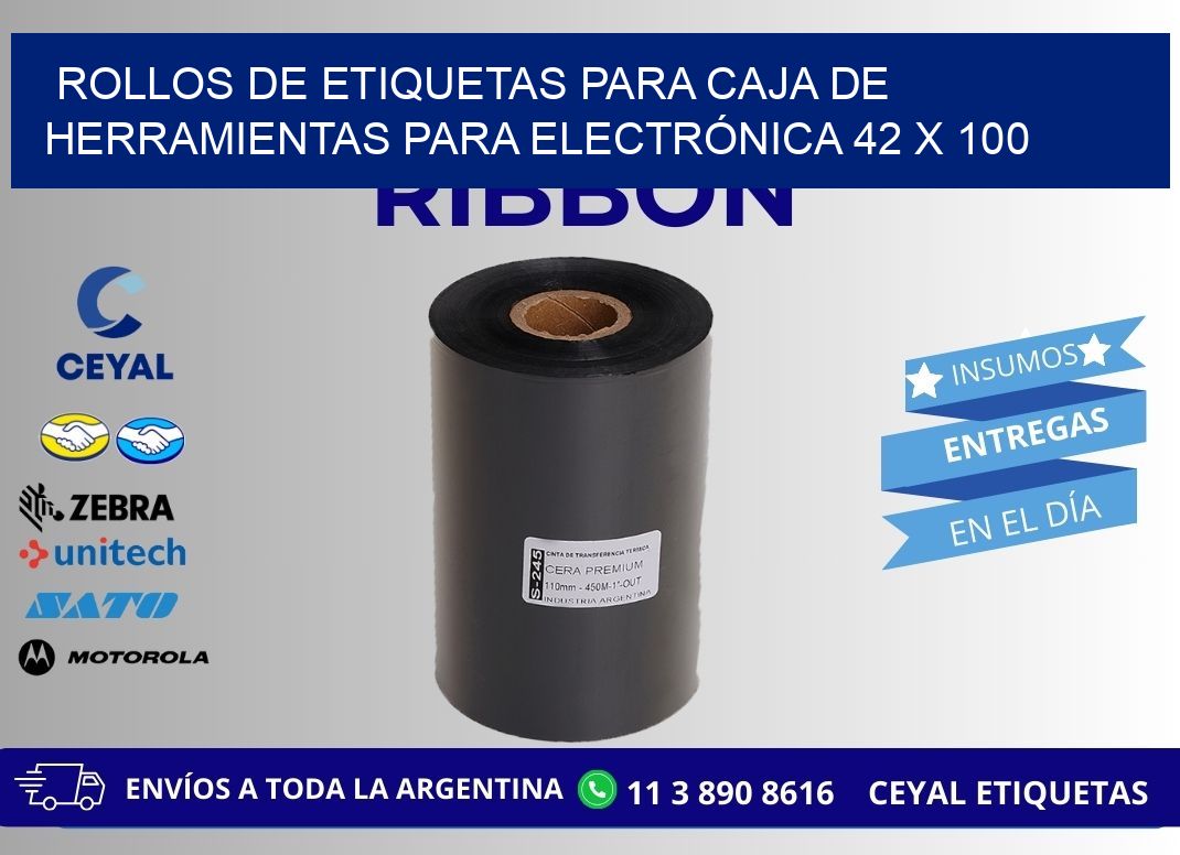 ROLLOS DE ETIQUETAS PARA CAJA DE HERRAMIENTAS PARA ELECTRÓNICA 42 x 100