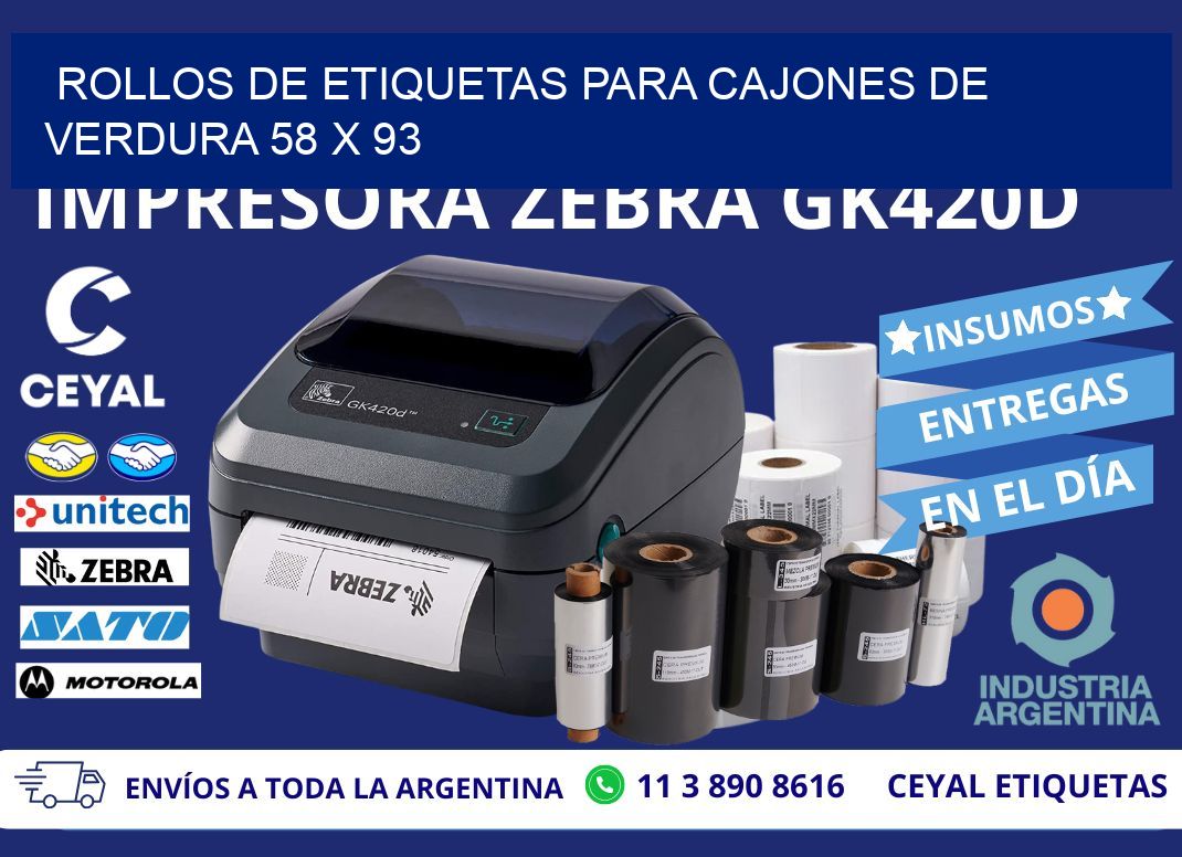 ROLLOS DE ETIQUETAS PARA CAJONES DE VERDURA 58 x 93