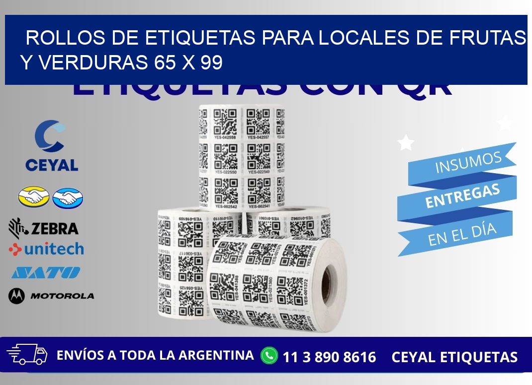 ROLLOS DE ETIQUETAS PARA LOCALES DE FRUTAS Y VERDURAS 65 x 99