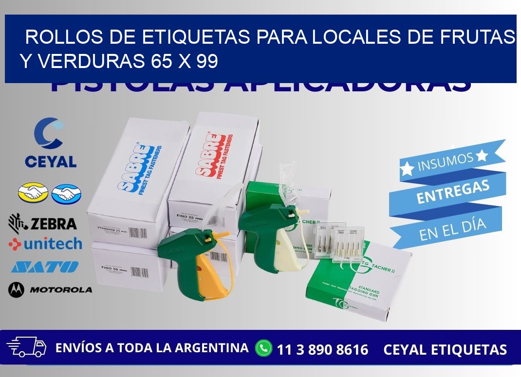 ROLLOS DE ETIQUETAS PARA LOCALES DE FRUTAS Y VERDURAS 65 x 99