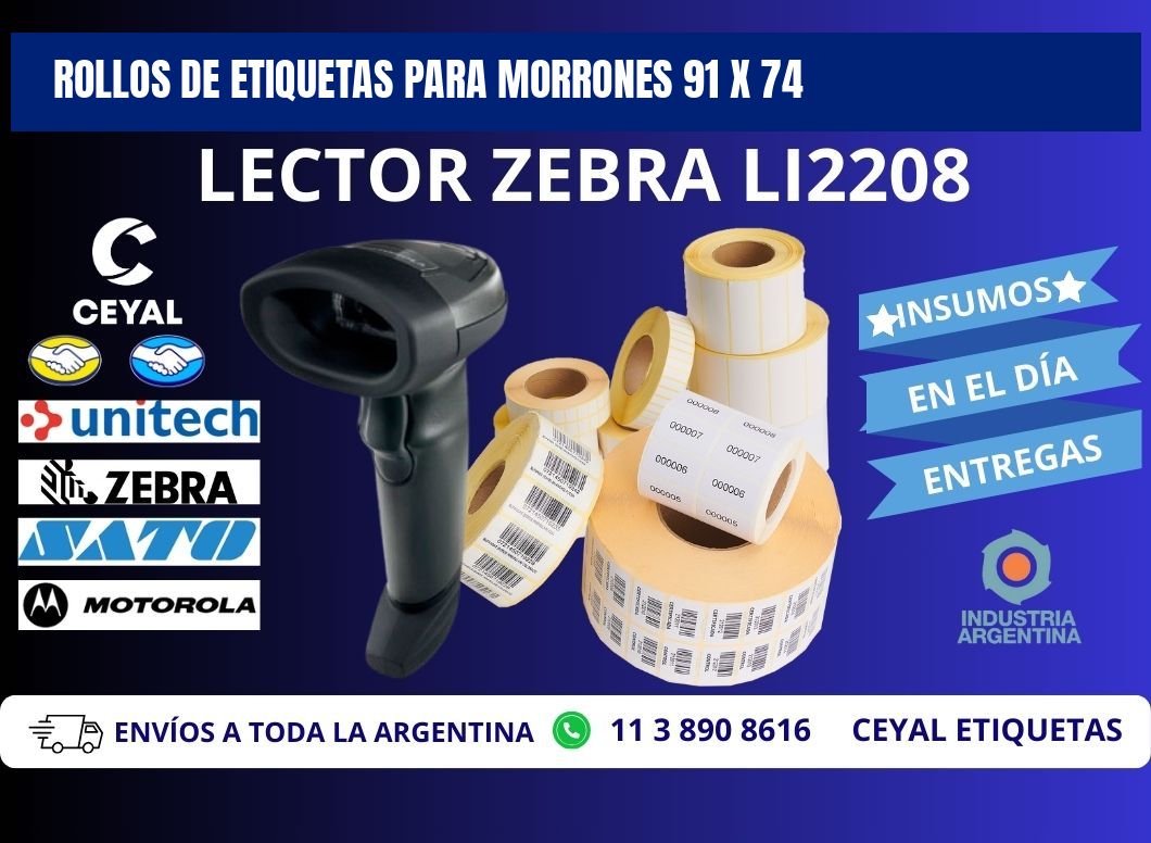 ROLLOS DE ETIQUETAS PARA MORRONES 91 x 74