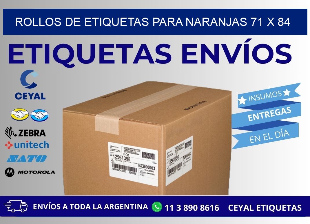 ROLLOS DE ETIQUETAS PARA NARANJAS 71 x 84