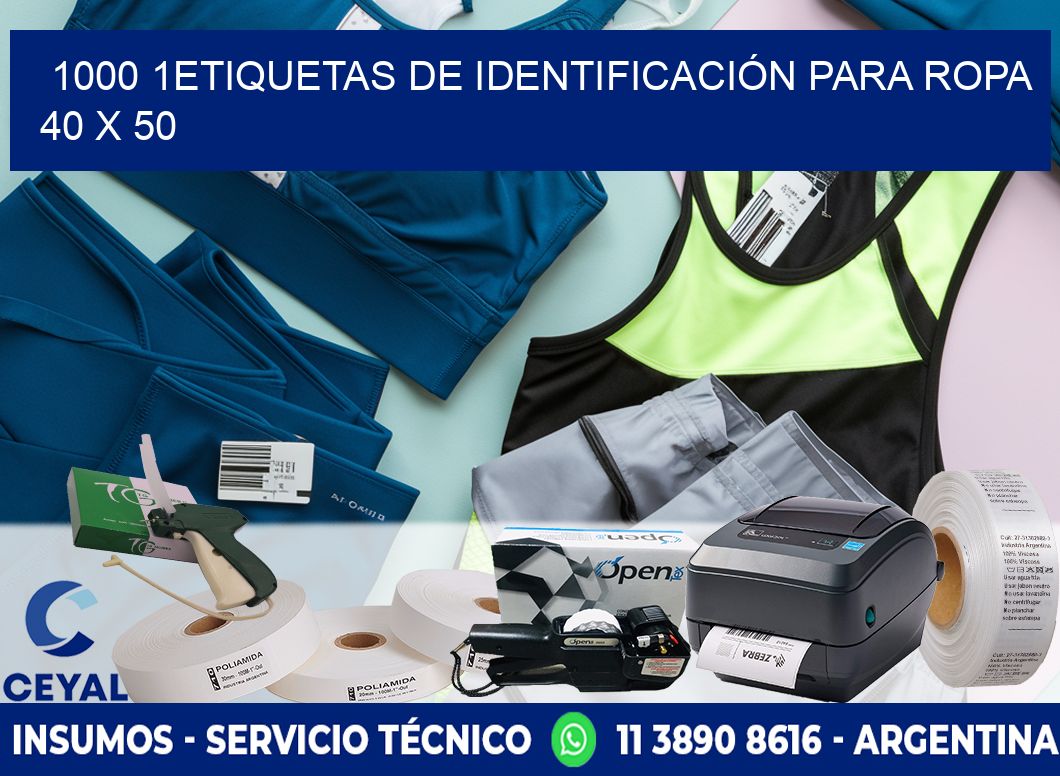 1000 1ETIQUETAS DE IDENTIFICACIÓN PARA ROPA 40 x 50