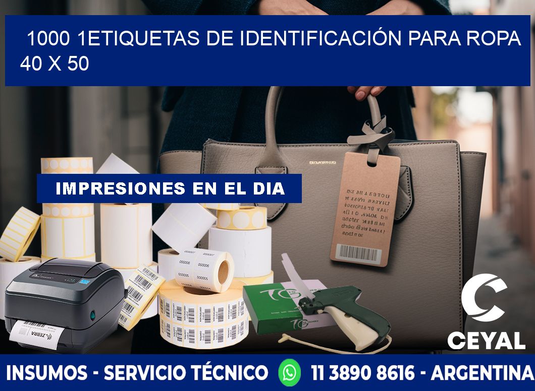 1000 1ETIQUETAS DE IDENTIFICACIÓN PARA ROPA 40 x 50