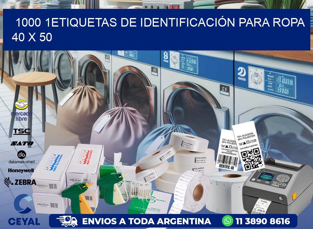 1000 1ETIQUETAS DE IDENTIFICACIÓN PARA ROPA 40 x 50