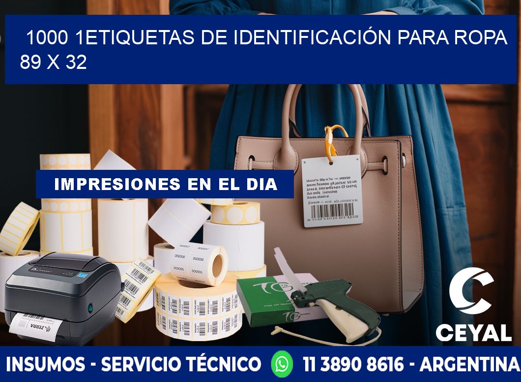 1000 1ETIQUETAS DE IDENTIFICACIÓN PARA ROPA 89 x 32