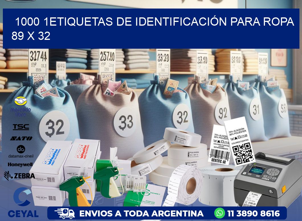 1000 1ETIQUETAS DE IDENTIFICACIÓN PARA ROPA 89 x 32