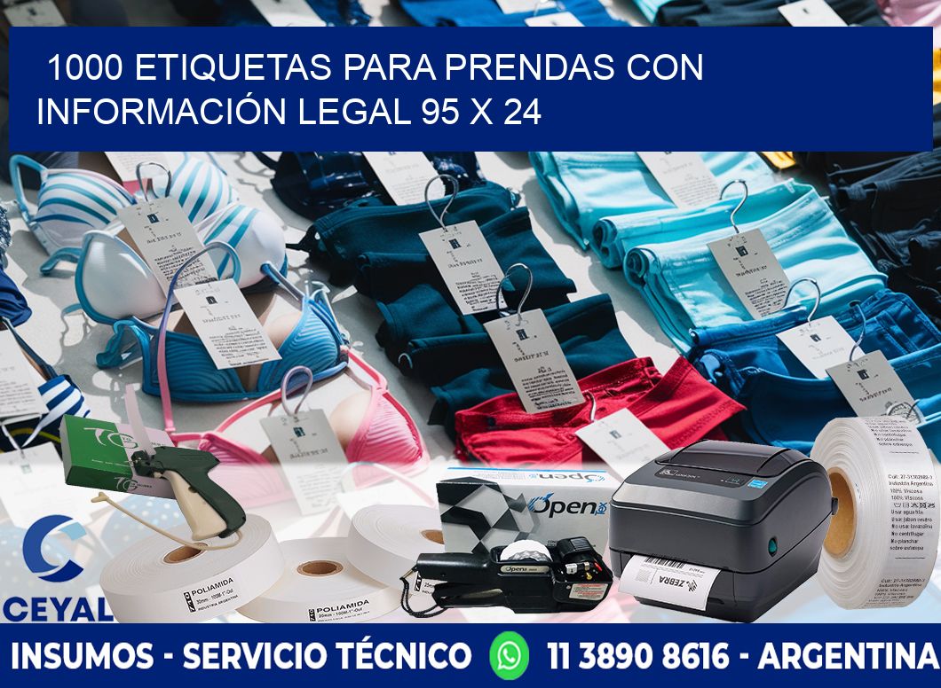 1000 ETIQUETAS PARA PRENDAS CON INFORMACIÓN LEGAL 95 x 24