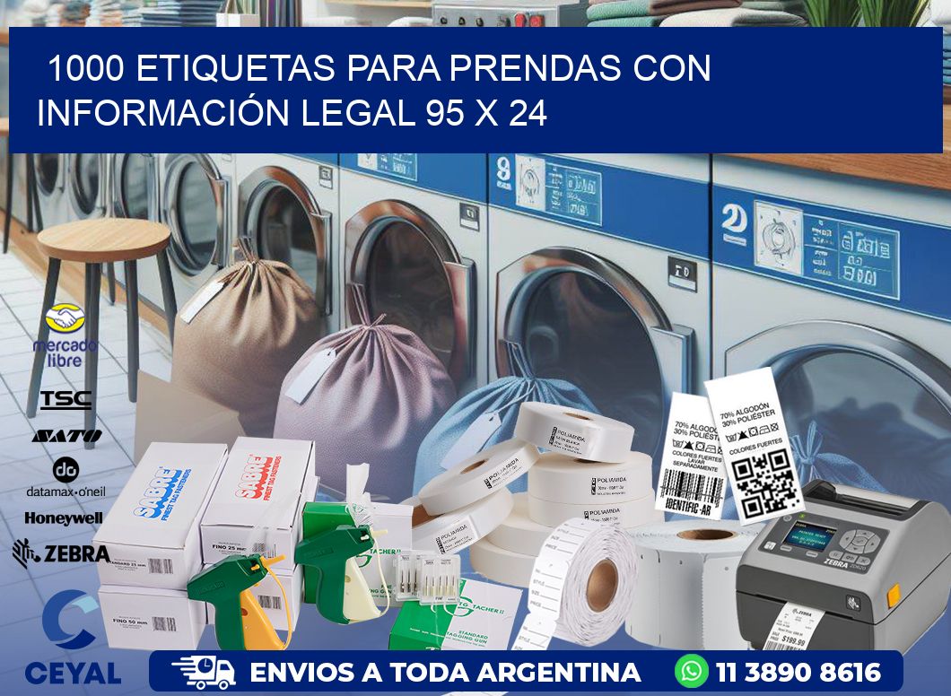 1000 ETIQUETAS PARA PRENDAS CON INFORMACIÓN LEGAL 95 x 24