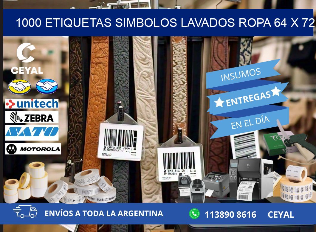 1000 ETIQUETAS SIMBOLOS LAVADOS ROPA 64 x 72