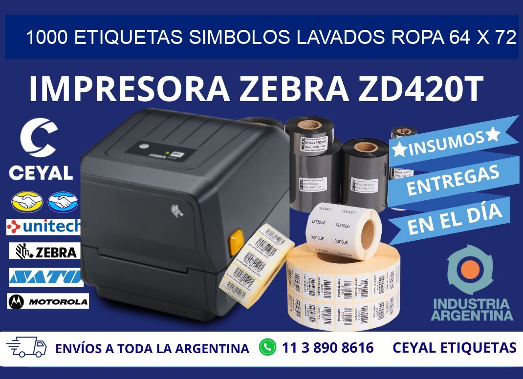 1000 ETIQUETAS SIMBOLOS LAVADOS ROPA 64 x 72