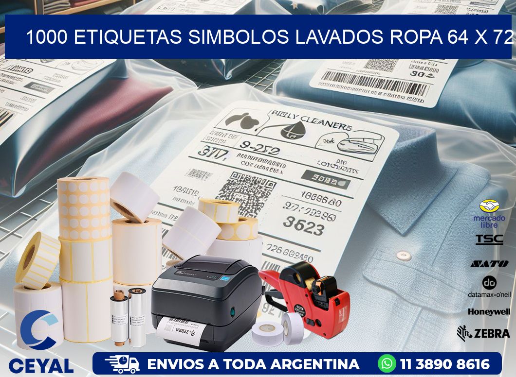 1000 ETIQUETAS SIMBOLOS LAVADOS ROPA 64 x 72