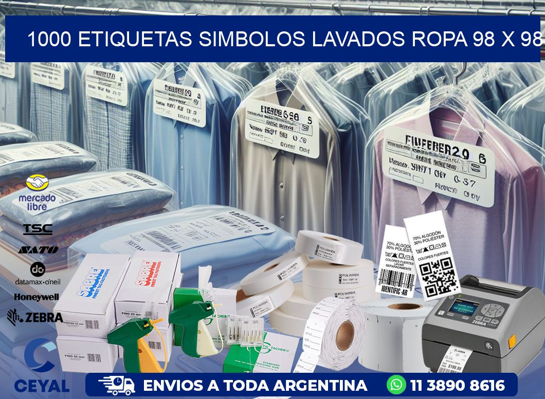 1000 ETIQUETAS SIMBOLOS LAVADOS ROPA 98 x 98