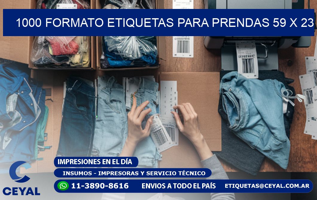 1000 FORMATO ETIQUETAS PARA PRENDAS 59 x 23