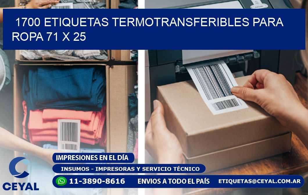 1700 ETIQUETAS TERMOTRANSFERIBLES PARA ROPA 71 x 25