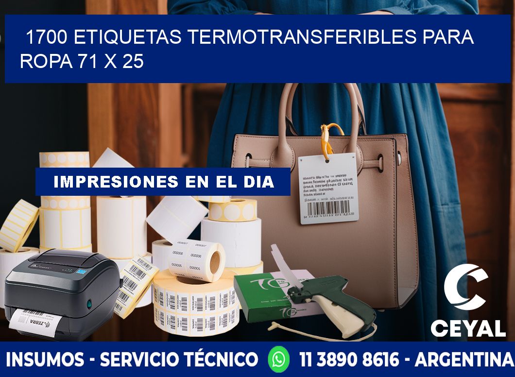 1700 ETIQUETAS TERMOTRANSFERIBLES PARA ROPA 71 x 25