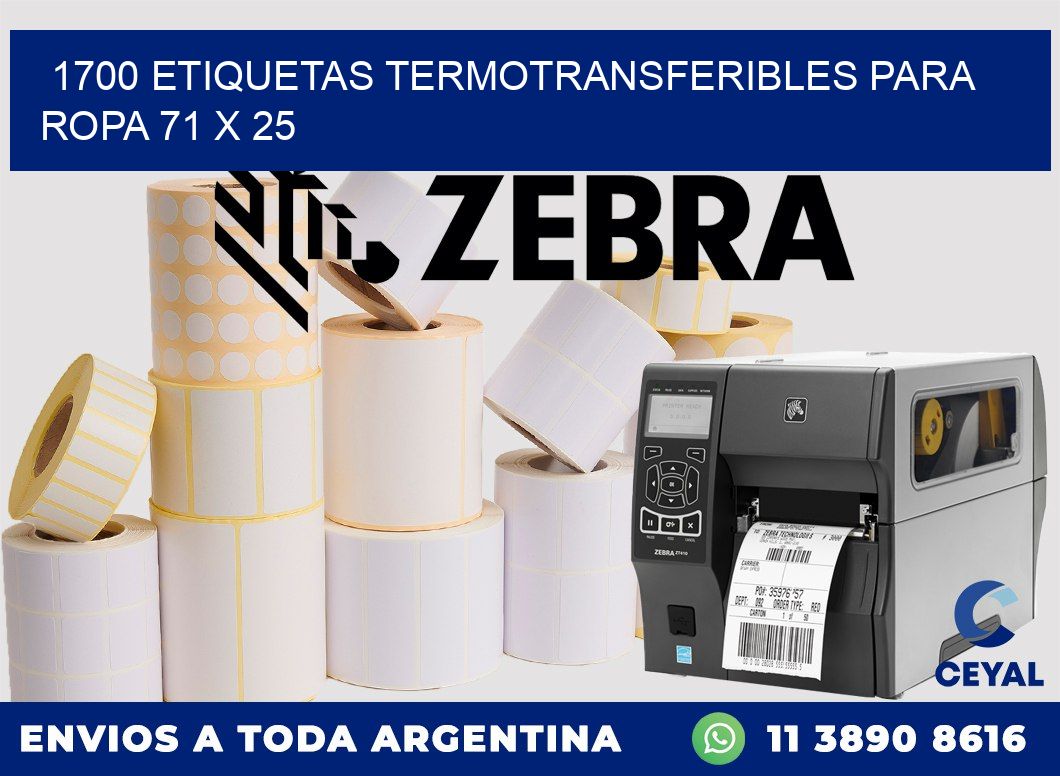 1700 ETIQUETAS TERMOTRANSFERIBLES PARA ROPA 71 x 25