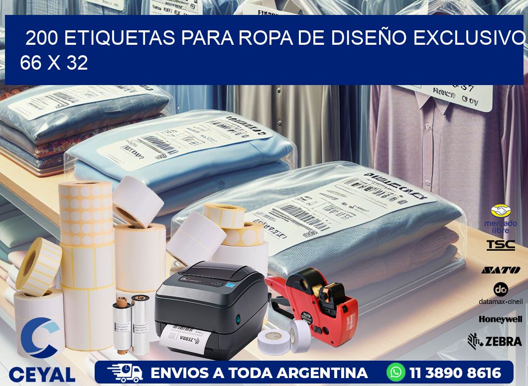 200 ETIQUETAS PARA ROPA DE DISEÑO EXCLUSIVO 66 x 32