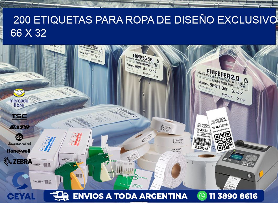 200 ETIQUETAS PARA ROPA DE DISEÑO EXCLUSIVO 66 x 32