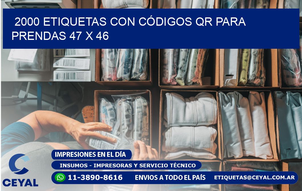 2000 ETIQUETAS CON CÓDIGOS QR PARA PRENDAS 47 x 46