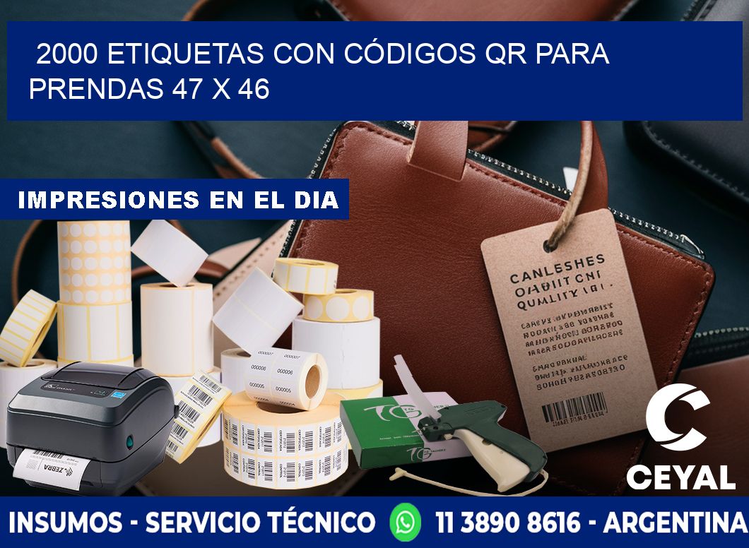 2000 ETIQUETAS CON CÓDIGOS QR PARA PRENDAS 47 x 46