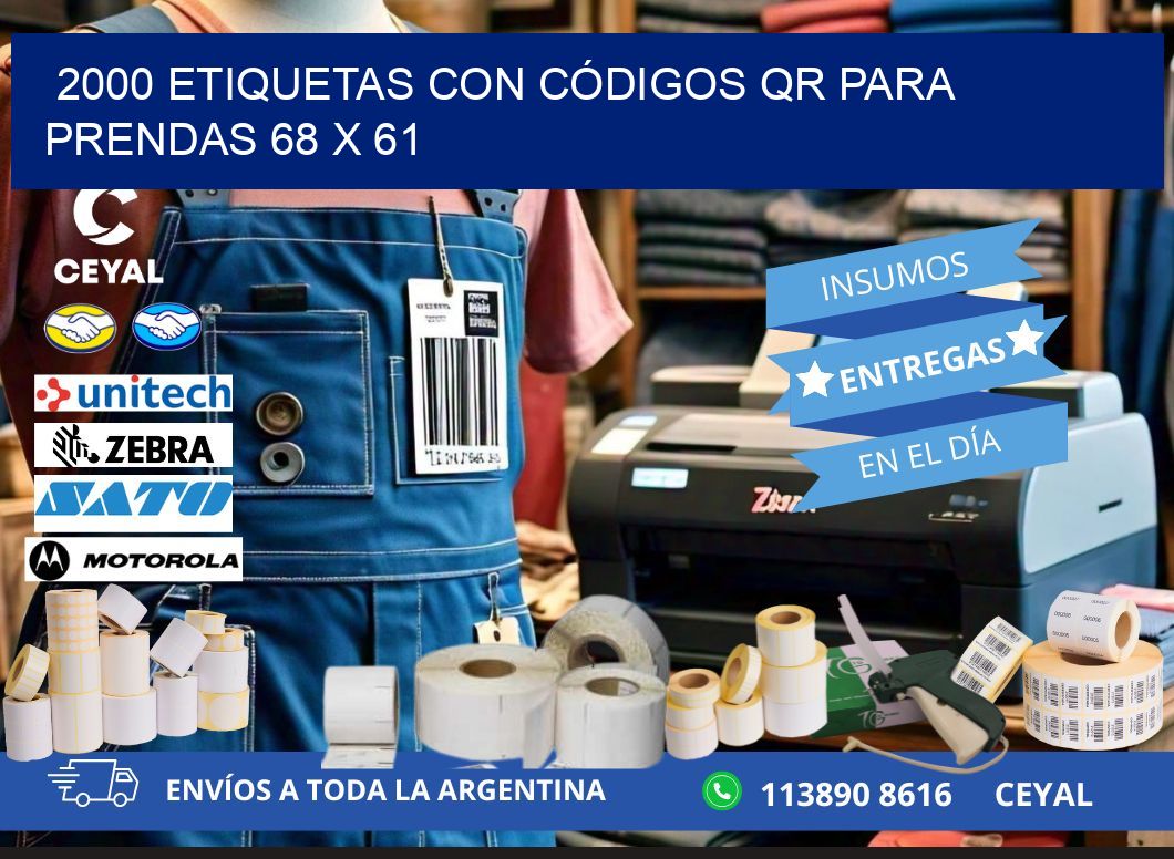 2000 ETIQUETAS CON CÓDIGOS QR PARA PRENDAS 68 x 61