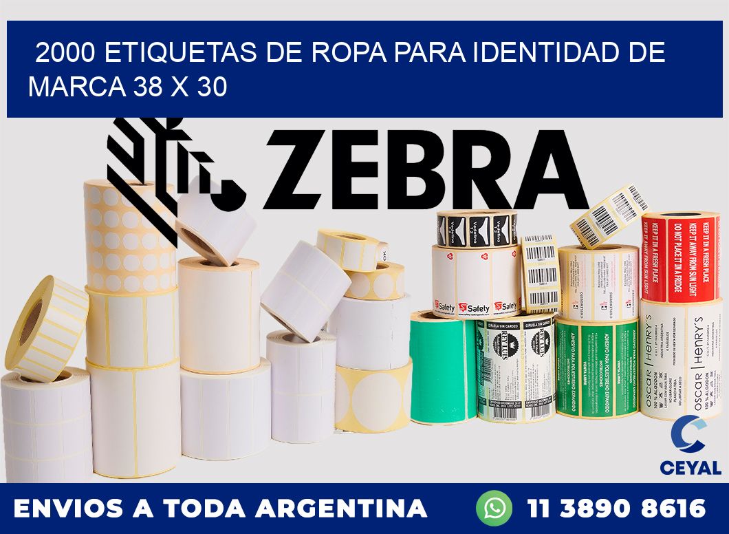 2000 ETIQUETAS DE ROPA PARA IDENTIDAD DE MARCA 38 x 30