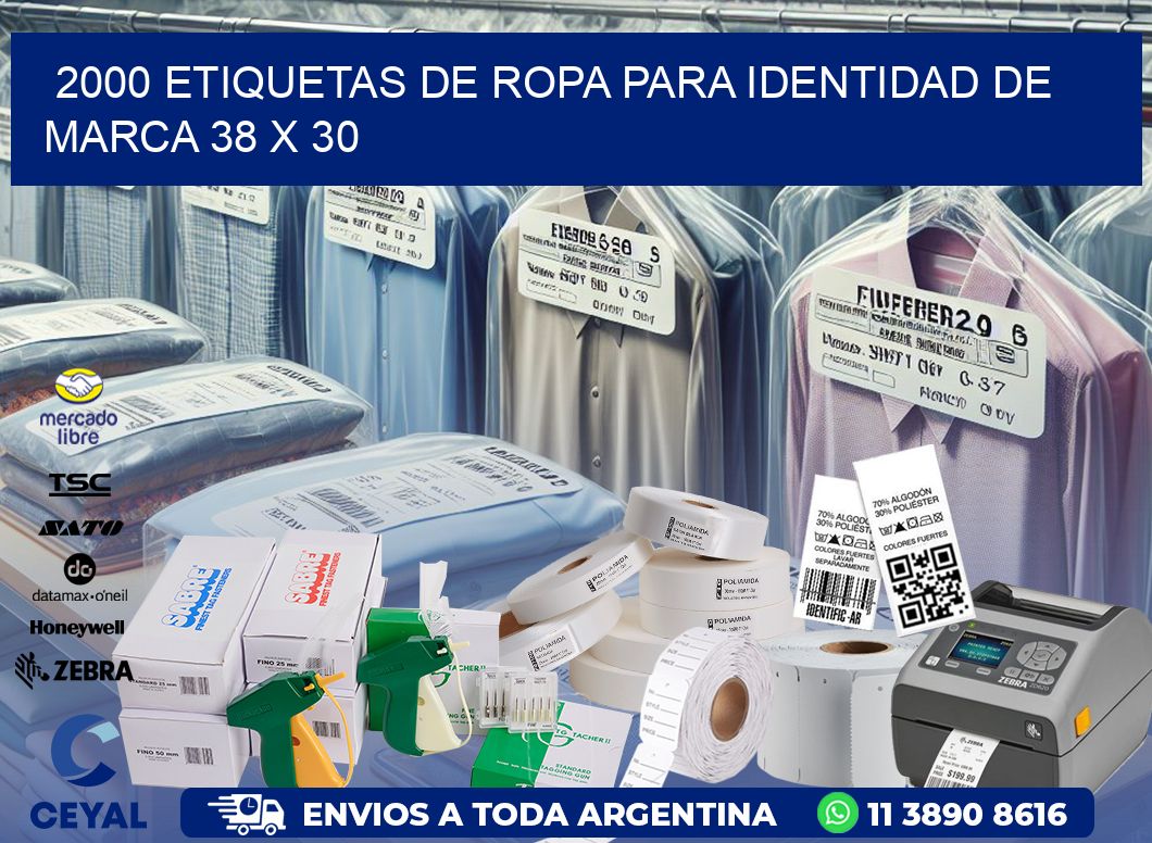 2000 ETIQUETAS DE ROPA PARA IDENTIDAD DE MARCA 38 x 30