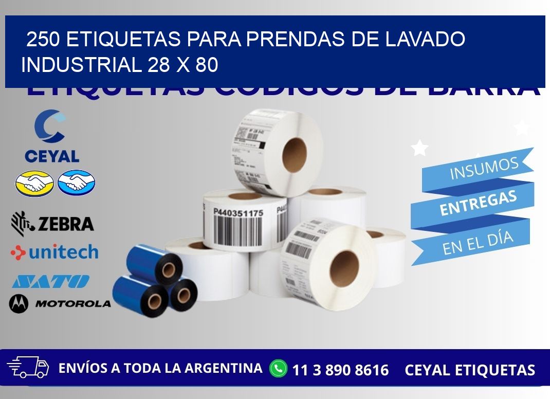 250 ETIQUETAS PARA PRENDAS DE LAVADO INDUSTRIAL 28 x 80