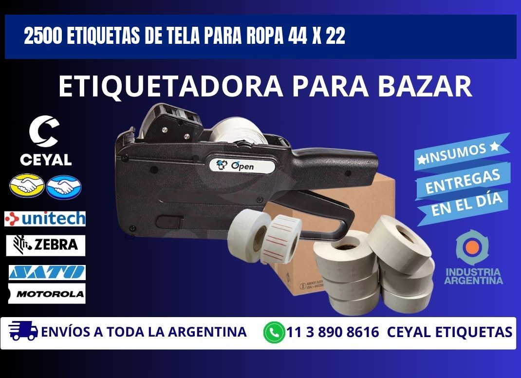 2500 ETIQUETAS DE TELA PARA ROPA 44 x 22