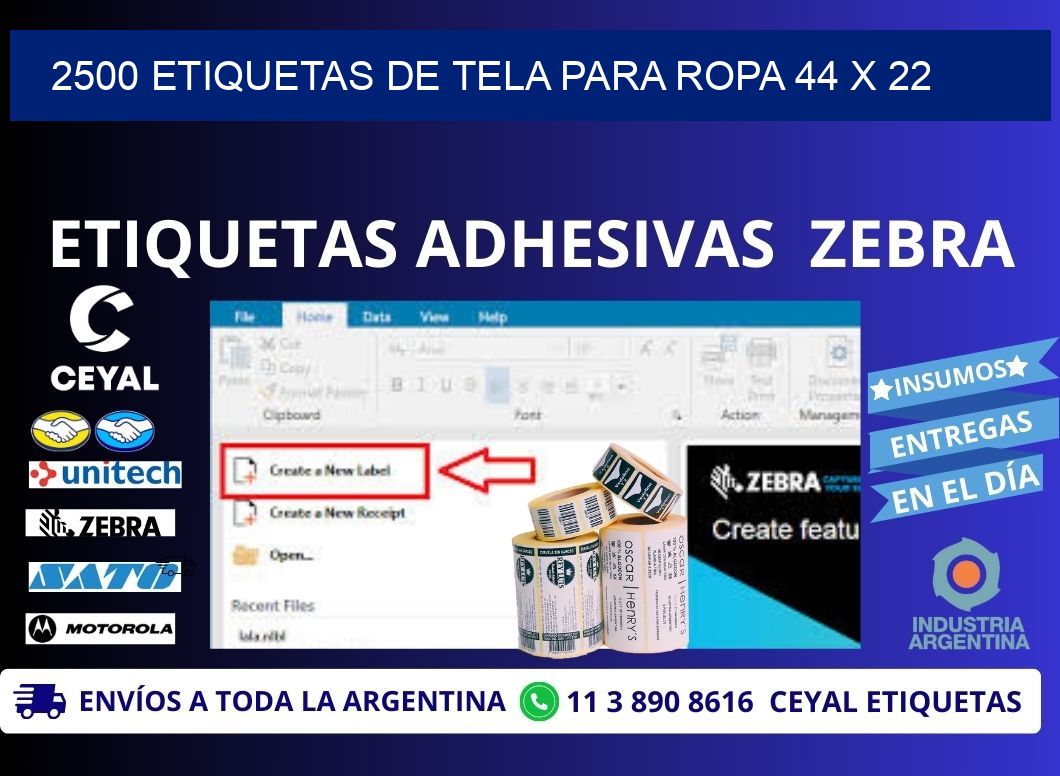 2500 ETIQUETAS DE TELA PARA ROPA 44 x 22